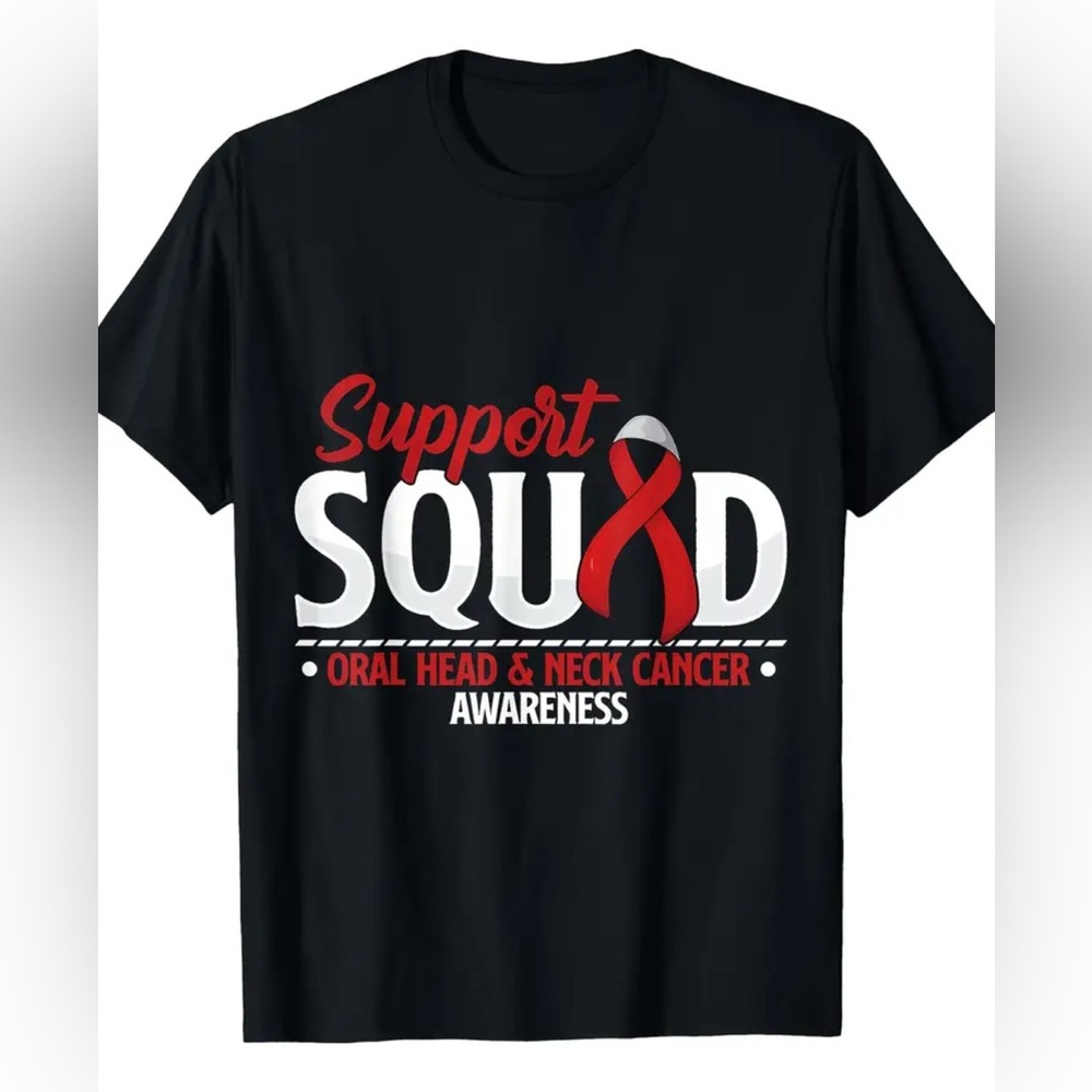 Support Squad Black T-Shirt Oral Head & Neck Cancer Awareness Survivor-Unisex